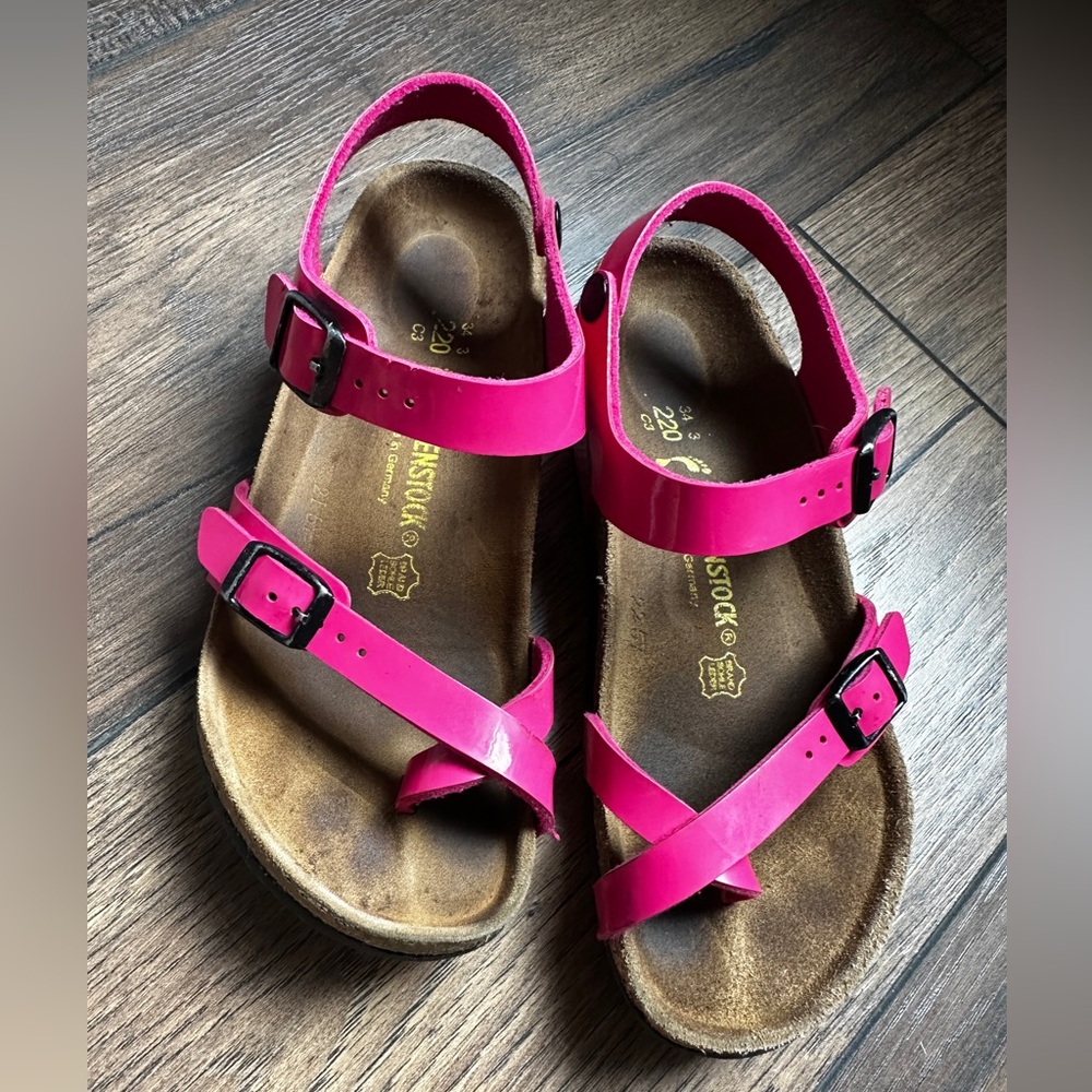 Girls Size three Pink Birkenstock sandals